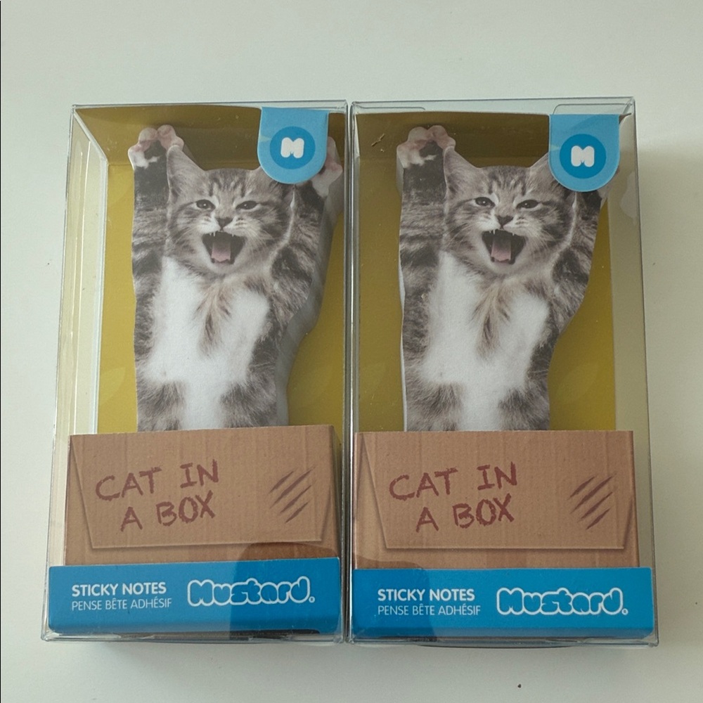Mustard Cat in a Box Sticky Notes (Set of 2)